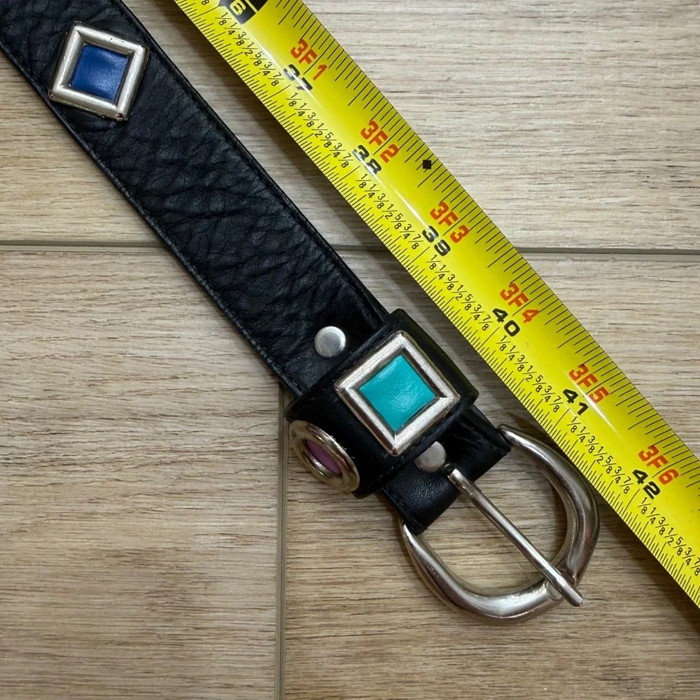 Leatherock San Diego Vintage 90s Black Leather Hipster Grunge Stud Belt